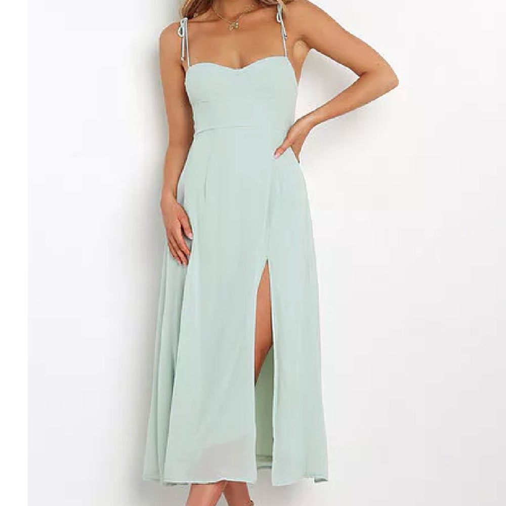 Petal & Pup Green Slit Midi Sundress